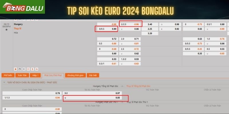 Tip kèo Euro 2024 trận Hungary vs Thuỵ Sĩ